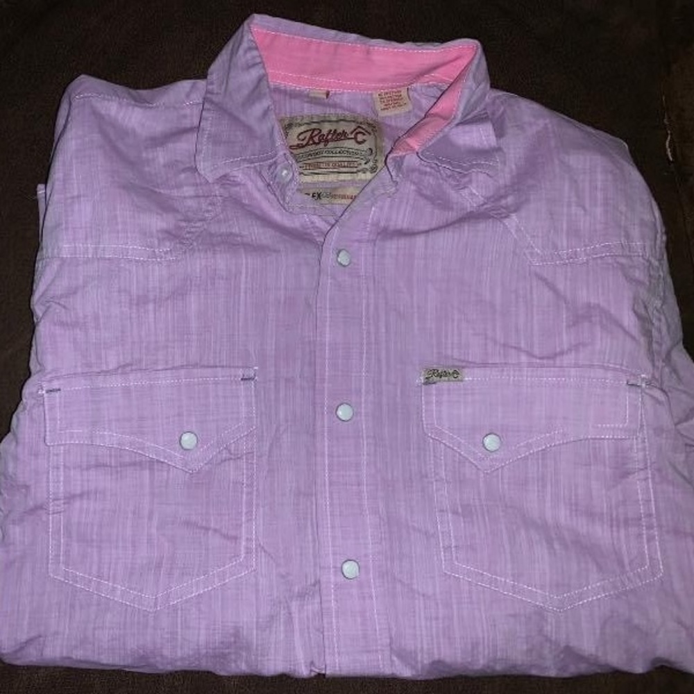 LILAC BUTTON DOWN T-SHIRT MENS SMALL